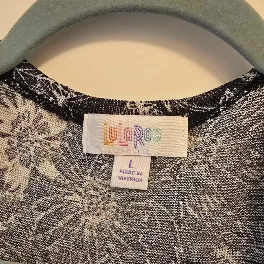 LuLaRoe Sarah Cardigan - Black and White Floral Pattern Sheer Fabric